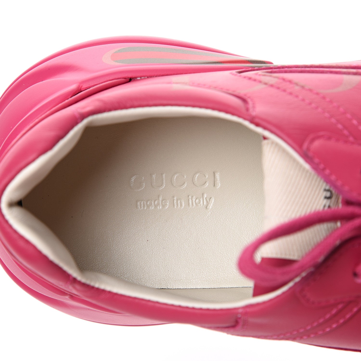 Gucci Calfskin Logo Womens Rhyton Sneakers 39.5 Box Pink 7 of 9