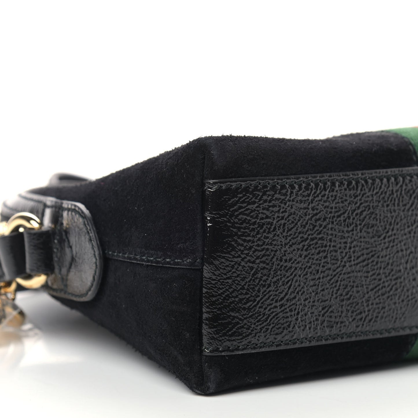 Suede Patent Web GG Small Ophidia Dome Shoulder Bag Black