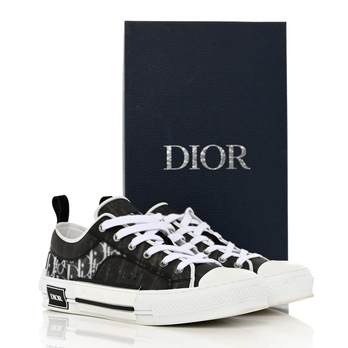 Technical Canvas Mesh Oblique Printed Mens B23 Low Top Sneaker 42 Black White