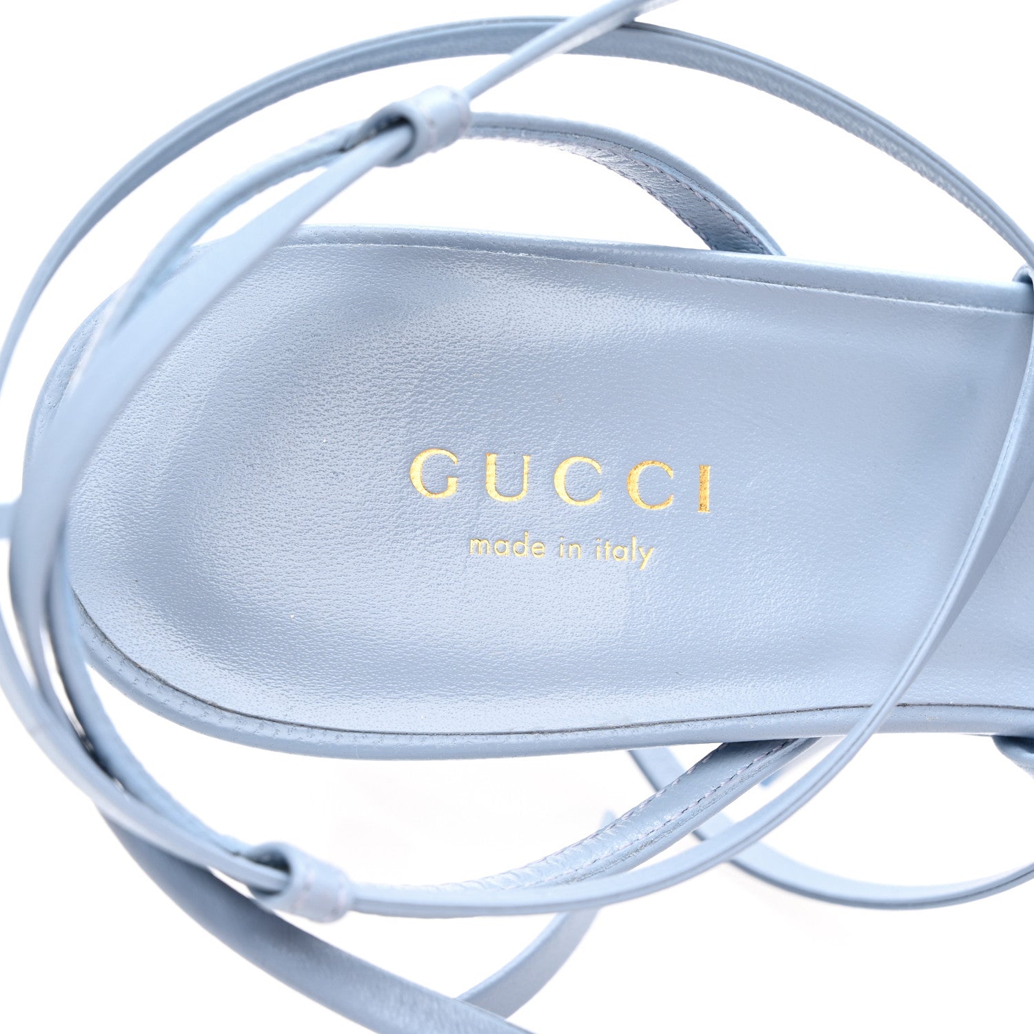 Gucci Nappa Charlotte Heel Sandals 38 Porcelain Light Blue 6 of 8