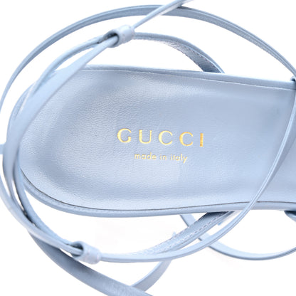 Gucci Nappa Charlotte Heel Sandals 38 Porcelain Light Blue 6 of 8