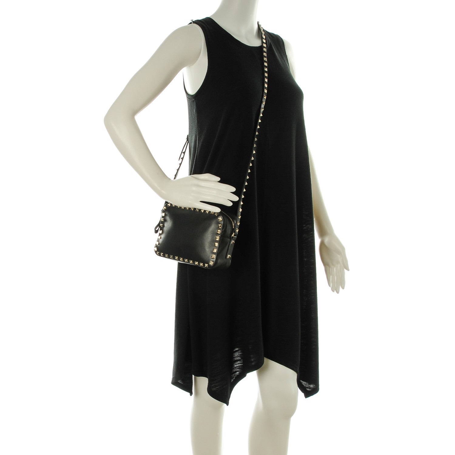Valentino Garavani Calfskin Rockstud Camera Crossbody Bag Black 2 of 7