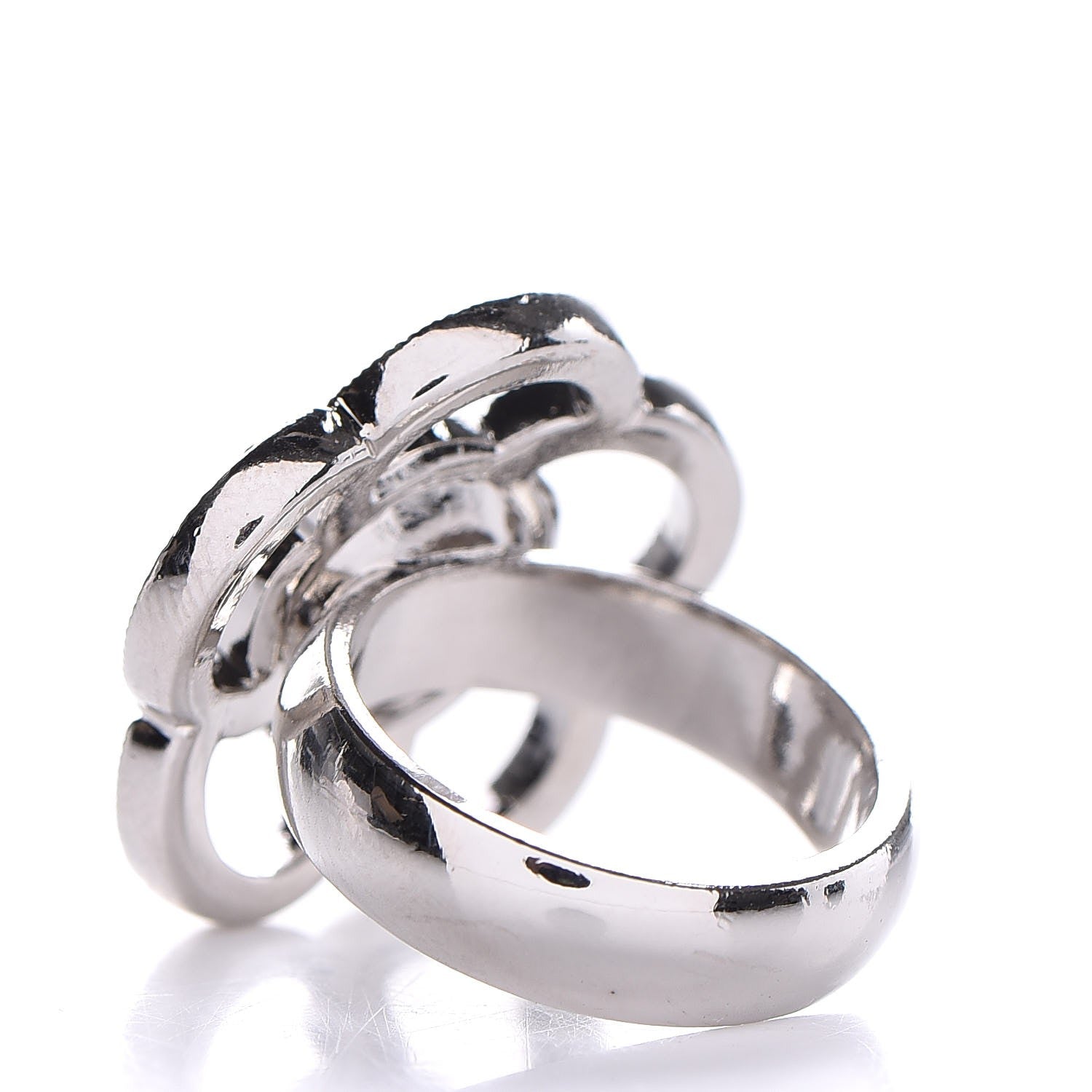 Chanel Crystal Camellia Ring 5.25 Silver 3 of 5