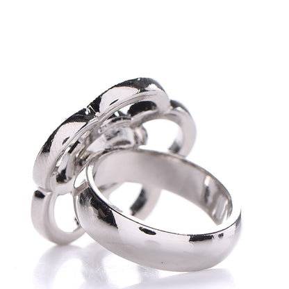 Chanel Crystal Camellia Ring 5.25 Silver 3 of 5