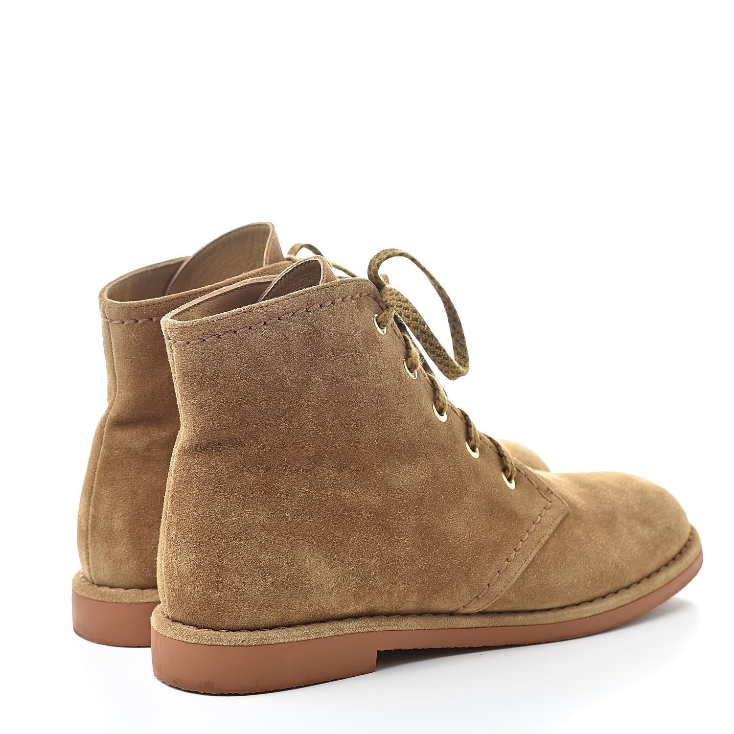 Chanel Suede Calfskin Womens Lace Up Short Boots 39.5 Dark Beige 4 of 13