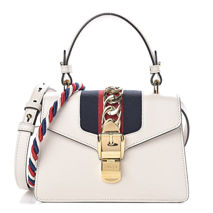 Gucci Calfskin Mini Sylvie Top Handle Bag White 1 of 13
