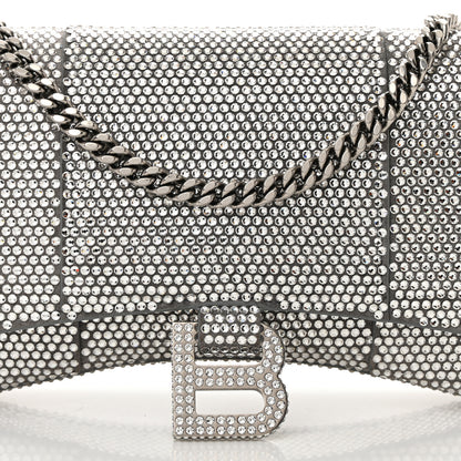 Balenciaga Strass Suede Hourglass Chain Bag Smoke Grey Crystal 8 of 16