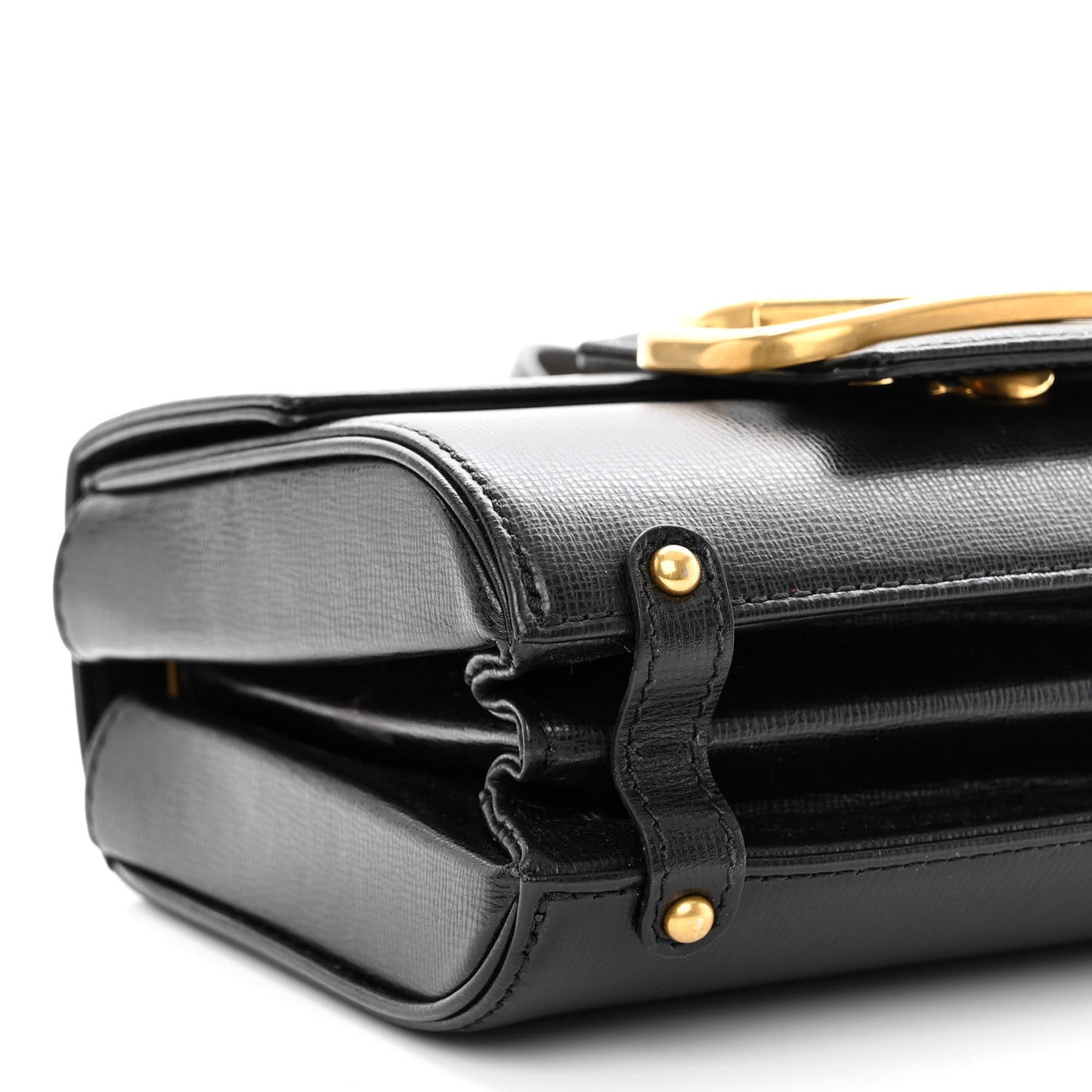 Grainy Calfskin Vlogo Stud Sign Shoulder Bag Black