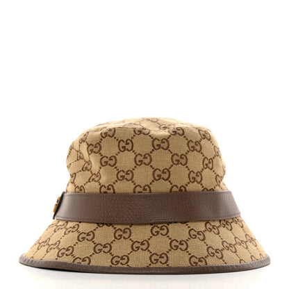 Gucci Monogram Textured Dollar Calfskin GG Jago Bucket Hat XXL Cacao Beige 4 of 10