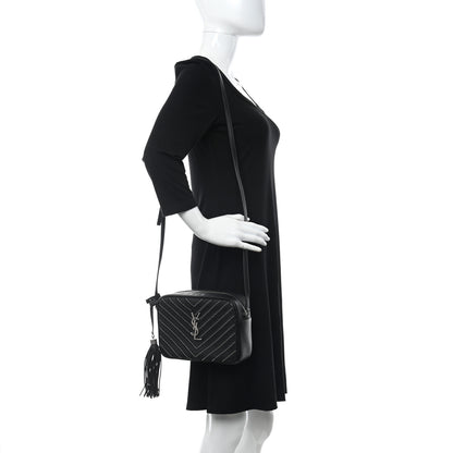 Saint Laurent Calfskin Studded Matelasse Monogram Lou Camera Bag Black 2 of 10