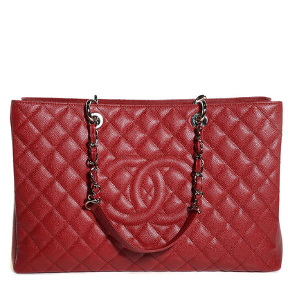 Chanel Caviar Quilted XL Grand Shopping Tote GST Red 1 of 7