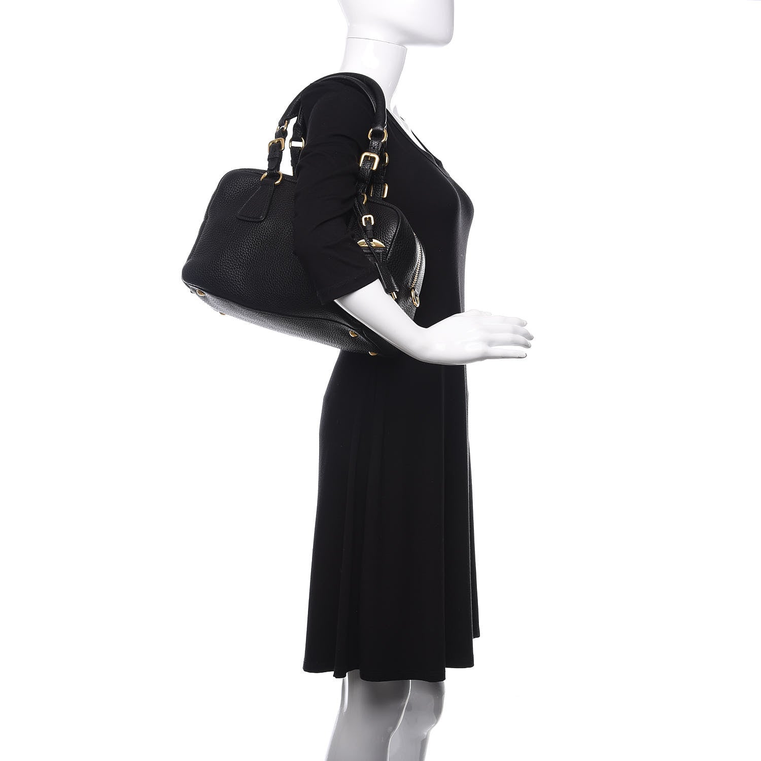 Prada Vitello Daino Bowler Black 2 of 9