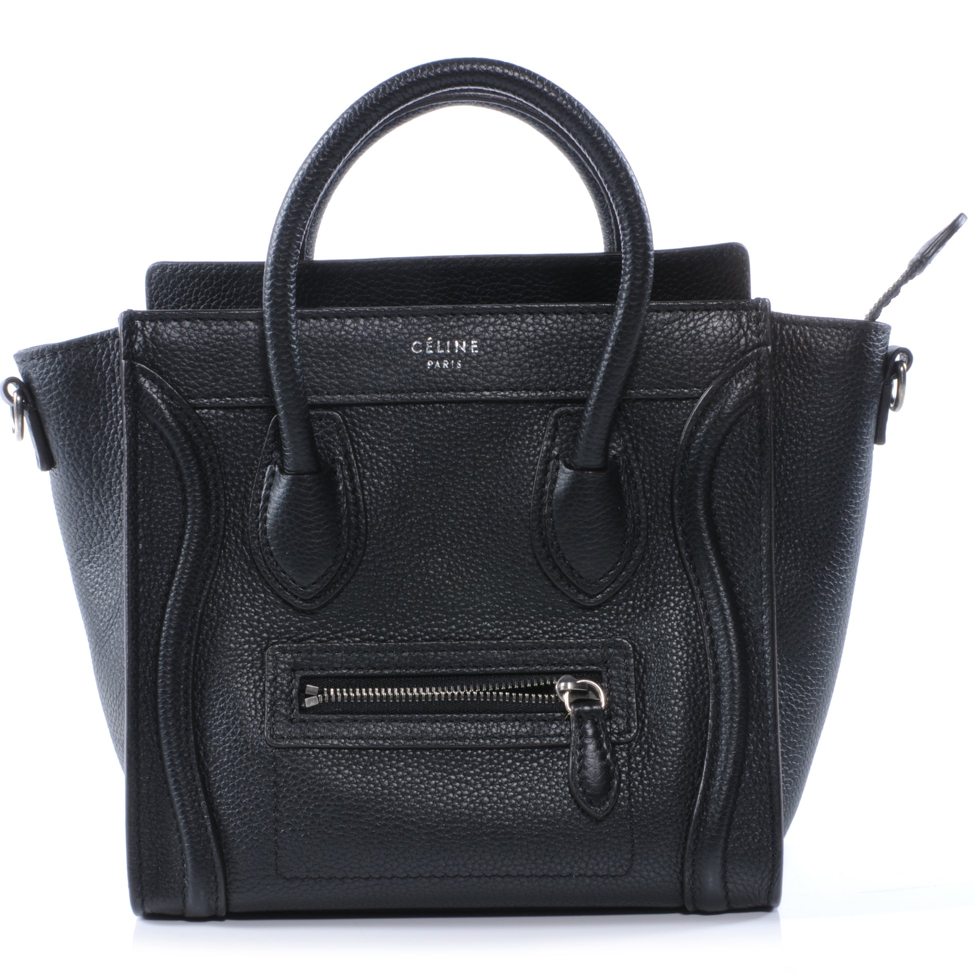Celine Drummed Leather Nano Luggage Black 1 of 8