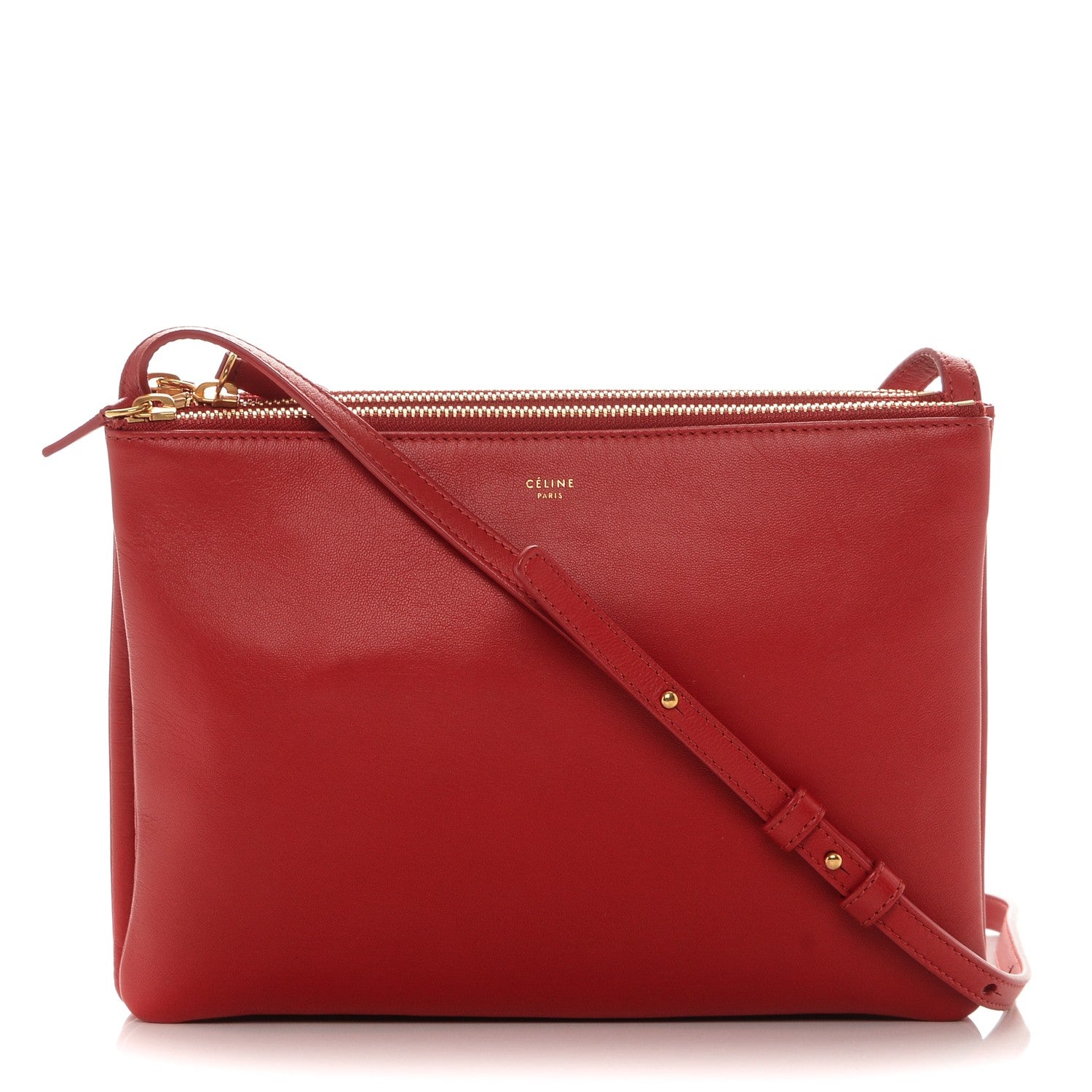 Celine Lambskin Large Trio Crossbody Bag Red 1 of 6