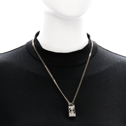 Chanel Crystal Dog Tag Charm Necklace Gold 2 of 6