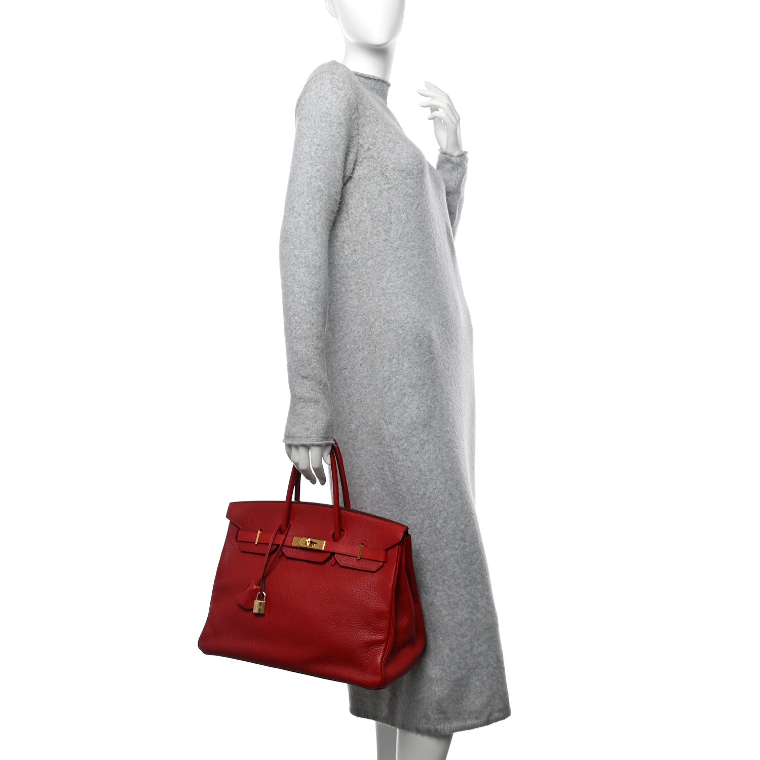 Hermes Taurillon Clemence Birkin 35 Rouge Vif 2 of 13
