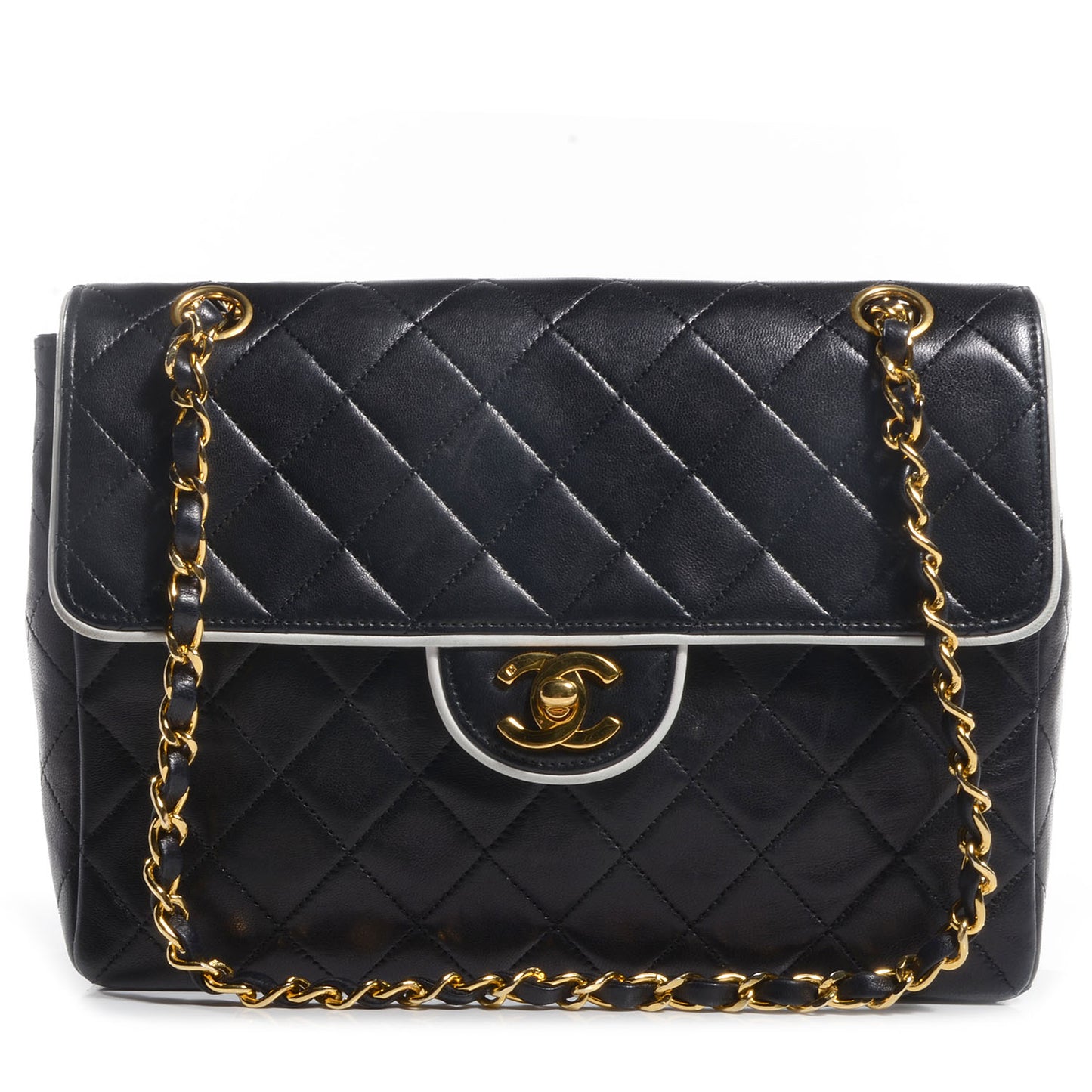 Lambskin Quilted Single Flap Black