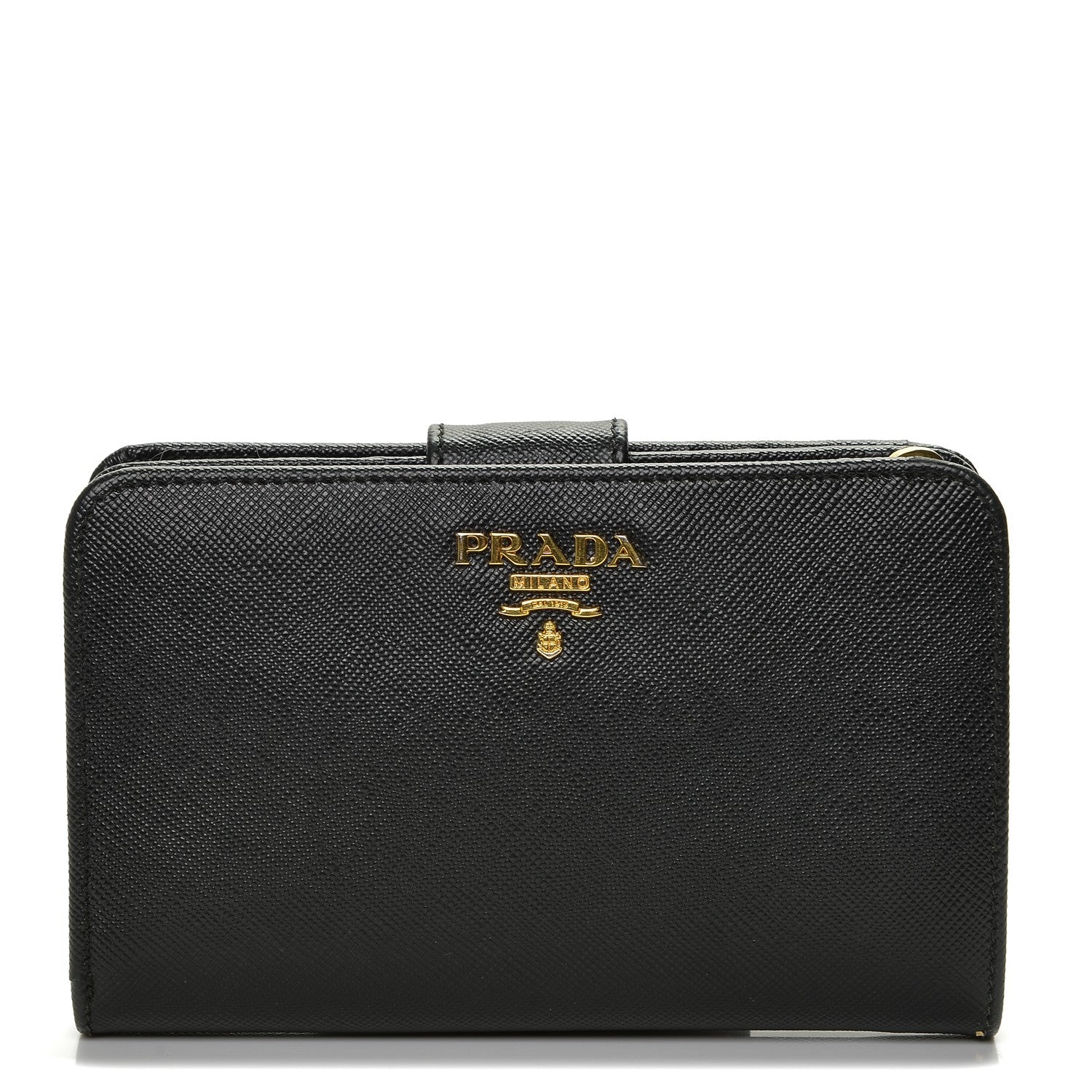 Prada Saffiano Metal Compact Wallet Black 1 of 6