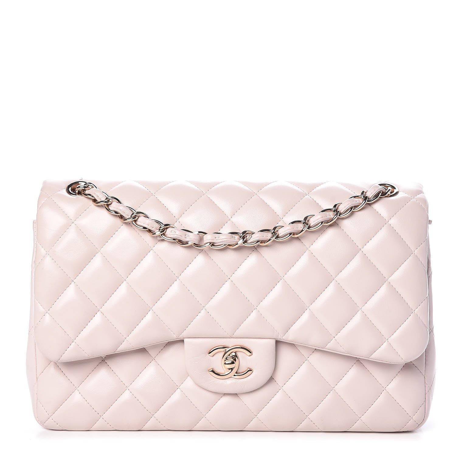 Chanel Lambskin Quilted Jumbo Double Flap Light Pink 1 of 12