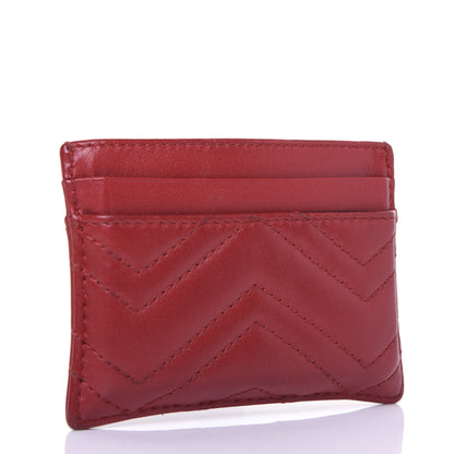 Gucci Calfskin Matelasse GG Marmont Card Holder Hibiscus Red 3 of 13