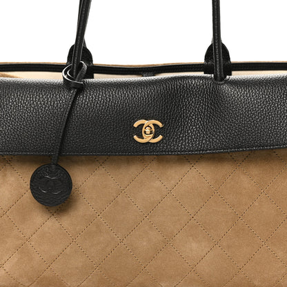 Chanel Grained Calfskin Suede Urban Essentials Large Shopping Bag Dark Beige Black Dark Beige Black 15 of 20