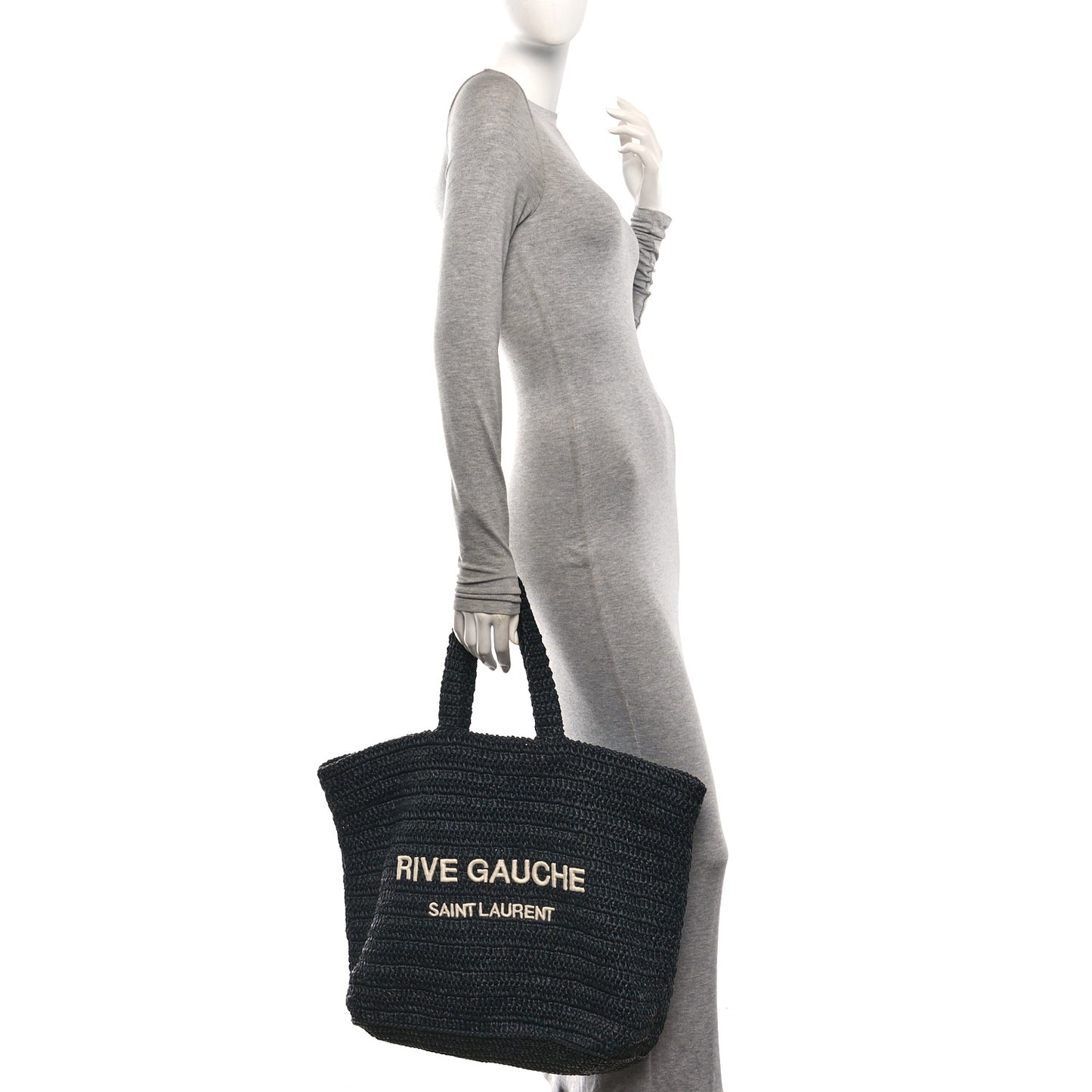 Raffia Rive Gauche Tote Black