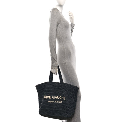 Saint Laurent Raffia Rive Gauche Tote Black 2 of 10