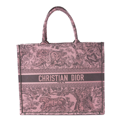 Christian Dior Canvas Embroidered Large Dioriviera Toile De Jouy Book Tote Pink 1 of 17