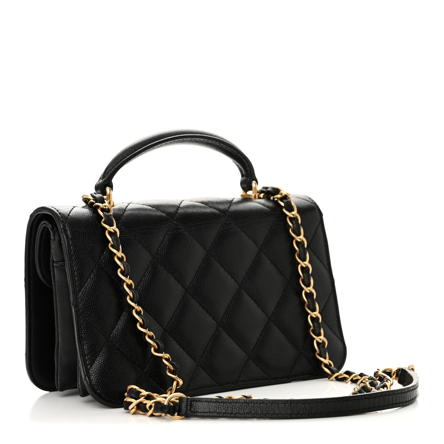 Caviar Quilted Mini Top Handle Flap Black