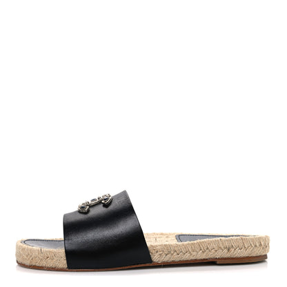 Chanel Calfskin Gripoix CC Espadrille Slip On Sandals 39 Black 1 of 11