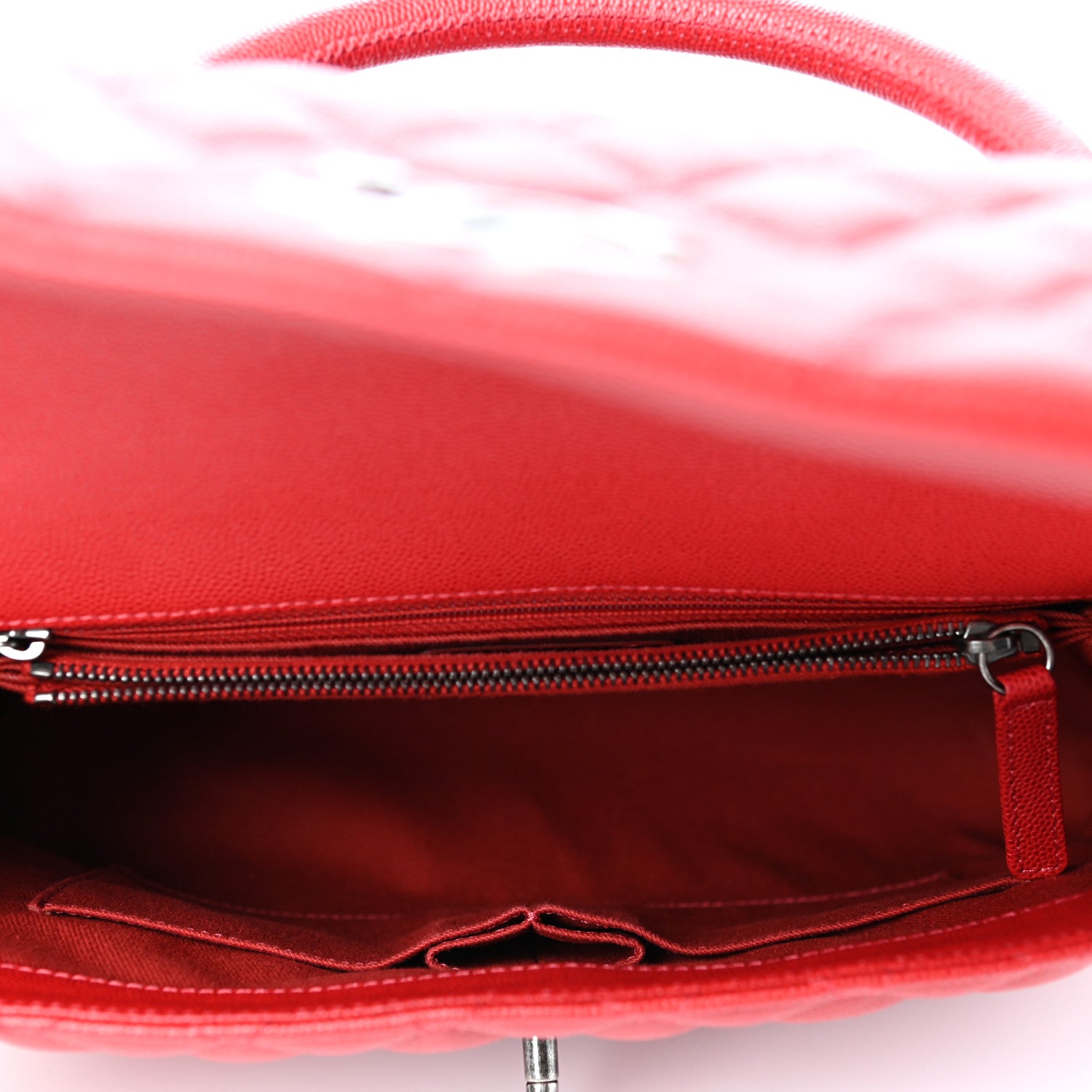 Chanel Caviar Quilted Medium Coco Handle Flap Red 5 of 10