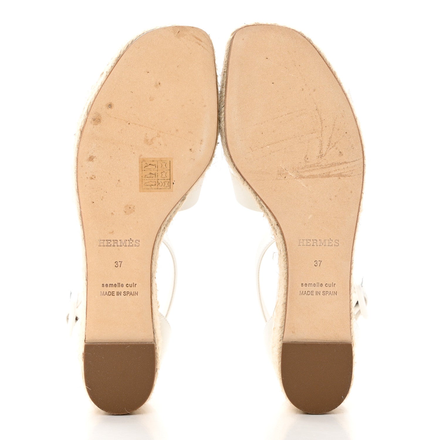 Hermes Goatskin Elda Espadrille Wedge Sandals 37 White 5 of 8