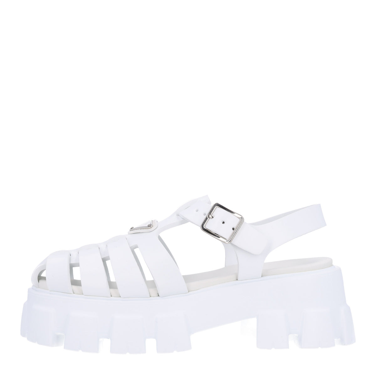 Foam Rubber Metal Triangle Logo Monolith 55mm Cage Sandals 38 White