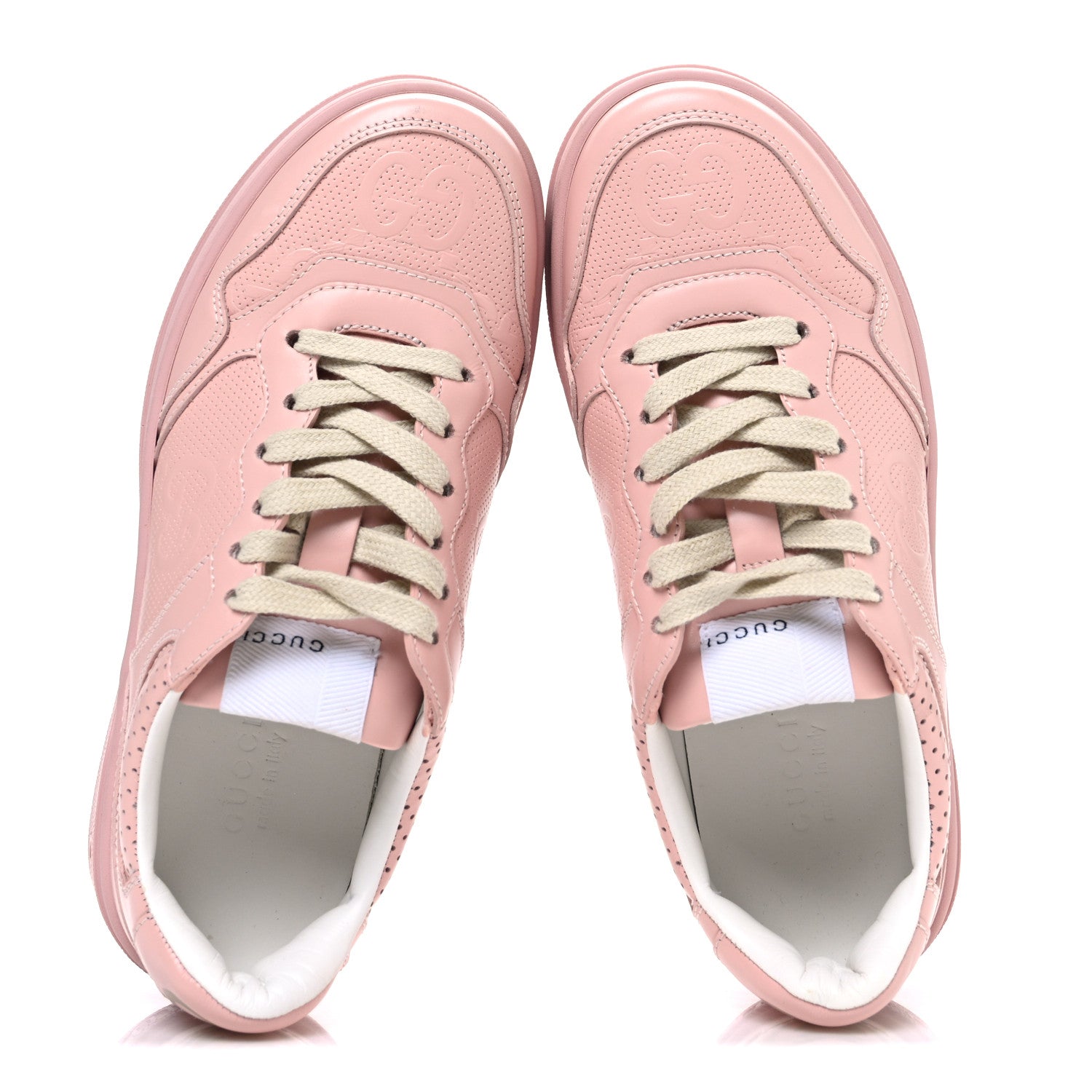 Gucci Calfskin GG Tennis Embossed Womens Platform 55mm Sneakers 35