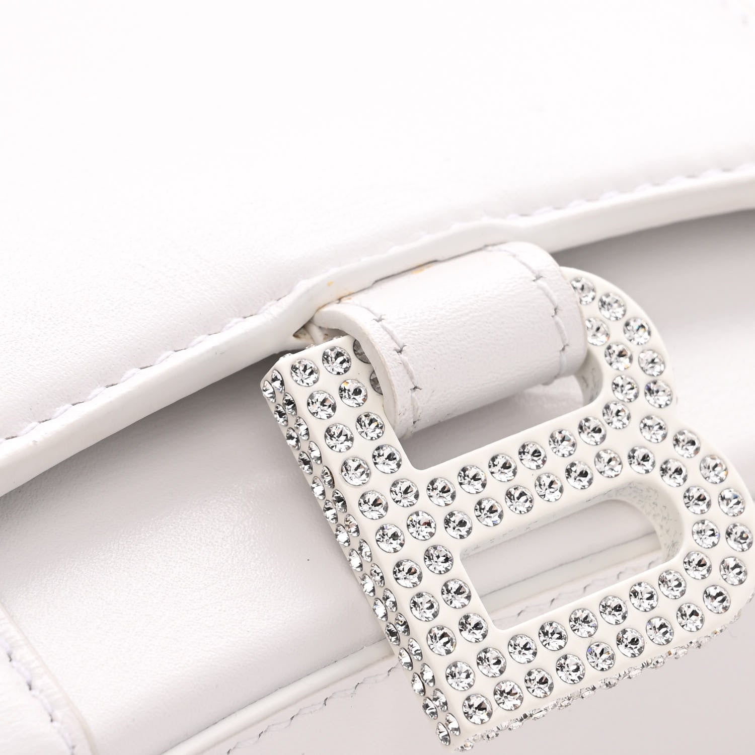 Balenciaga Shiny Box Calfskin Strass Hourglass Chain Bag White 10 of 11