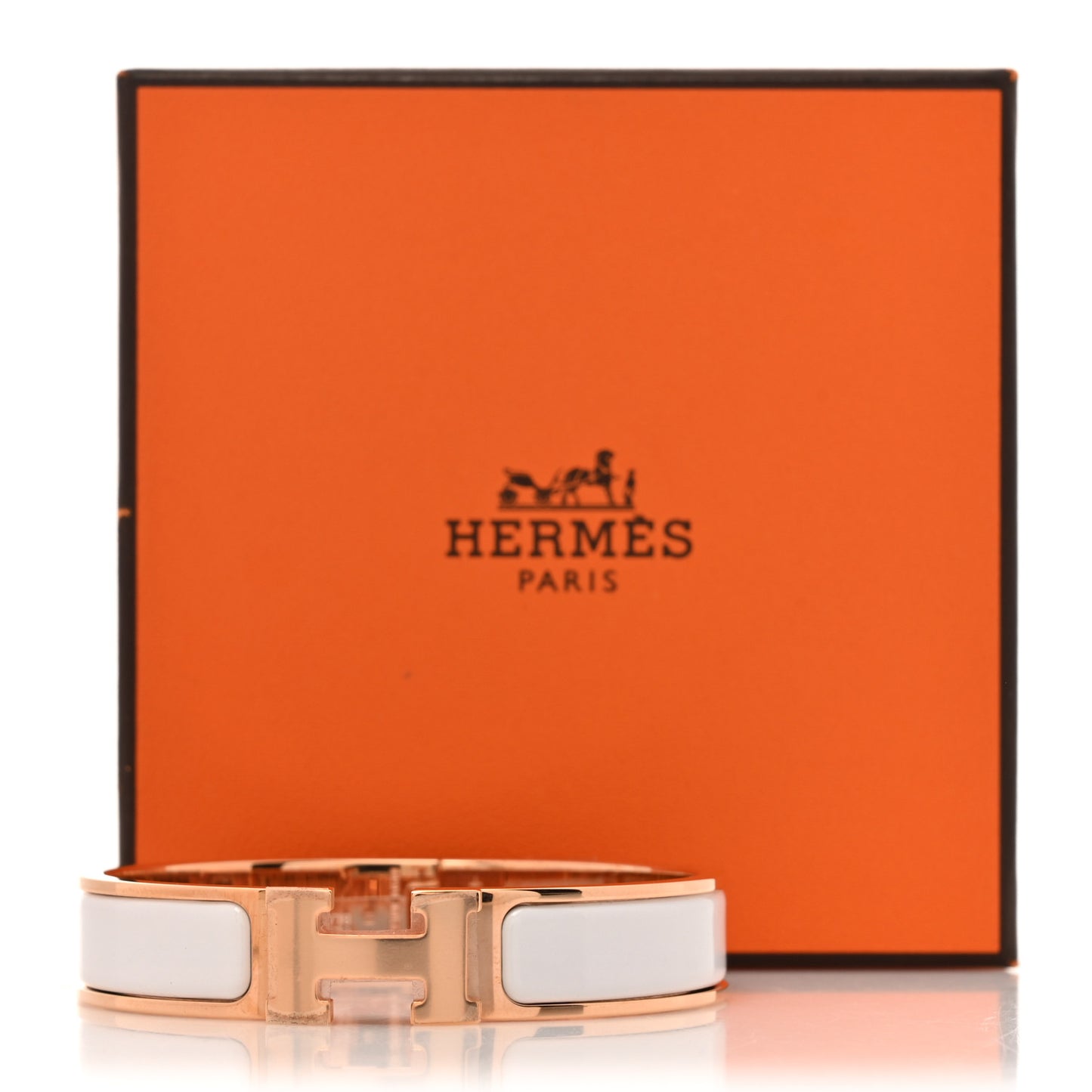 Enamel Narrow Clic Clac H Bracelet PM White