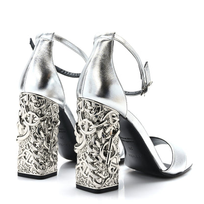 Hermes Metallic Goatskin Glam 105 Sandals 39 Gris Argente 4 of 8
