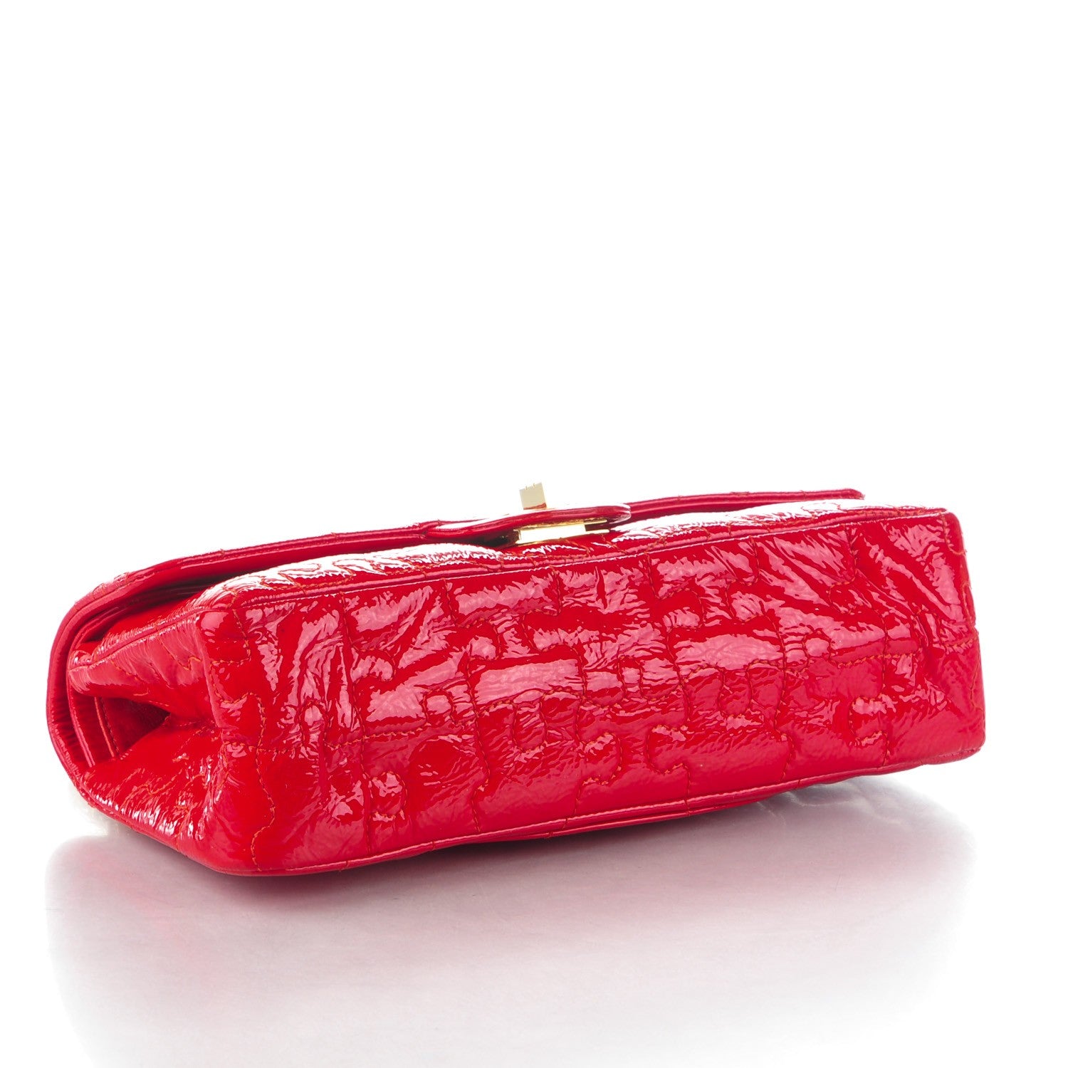 Chanel Crackled Patent Calfskin Puzzle 2.55 Reissue East West Flap Red 4 of 8
