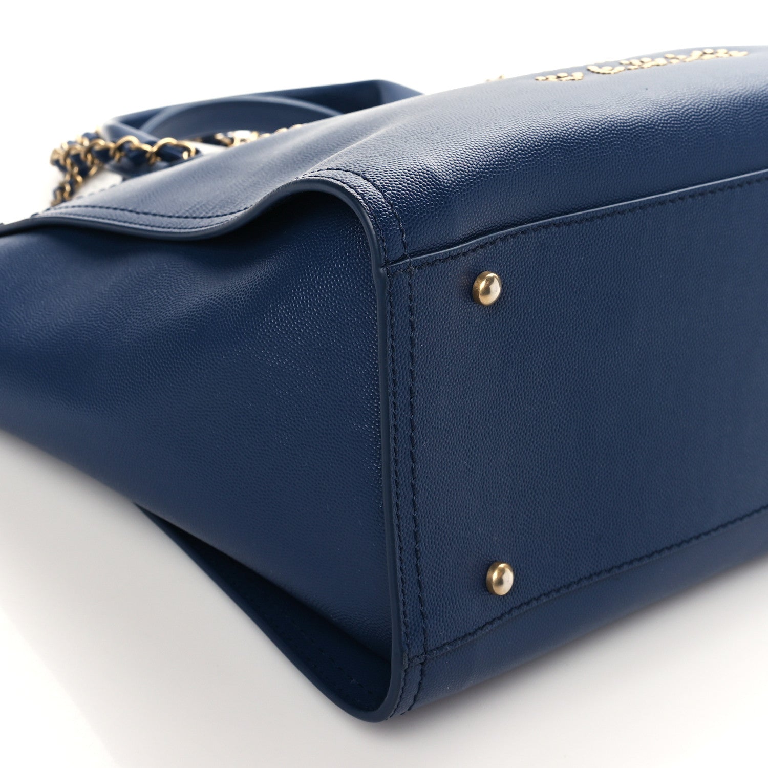 Chanel Caviar Small Studded Deauville Tote Navy 8 of 9