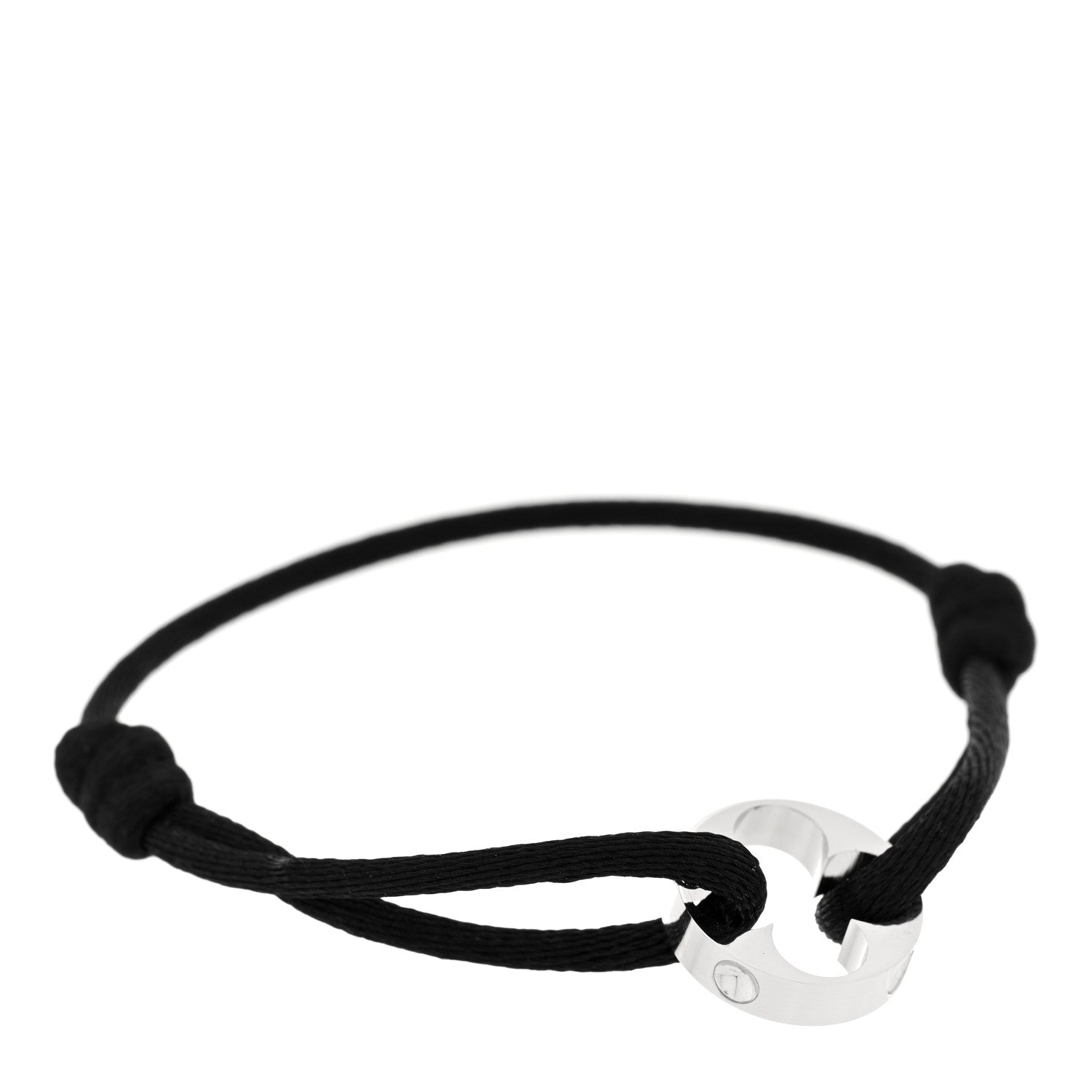 Louis Vuitton 18K White Gold Cord Empreinte Adjustable Bracelet Black 1 of 4