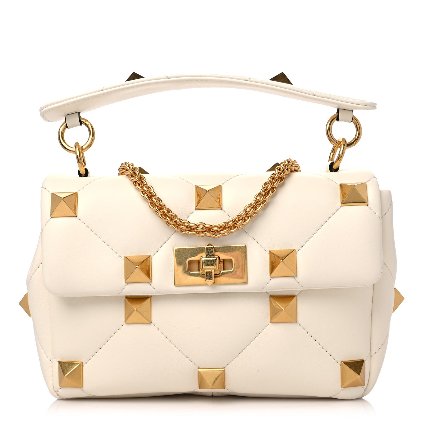 Nappa Large Roman Stud Shoulder Bag Ivory
