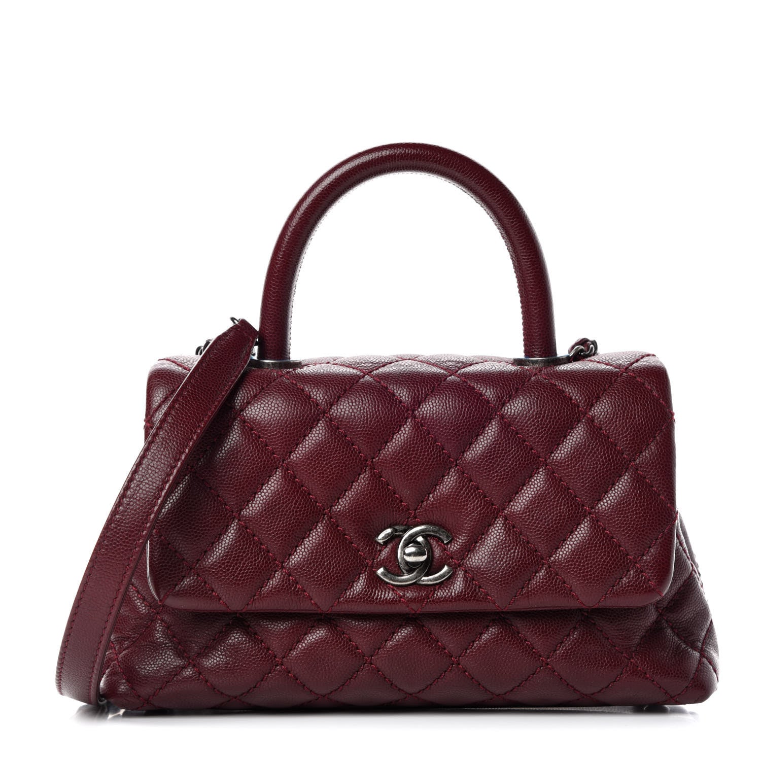 Chanel Caviar Quilted Mini Coco Handle Flap Burgundy 1 of 9