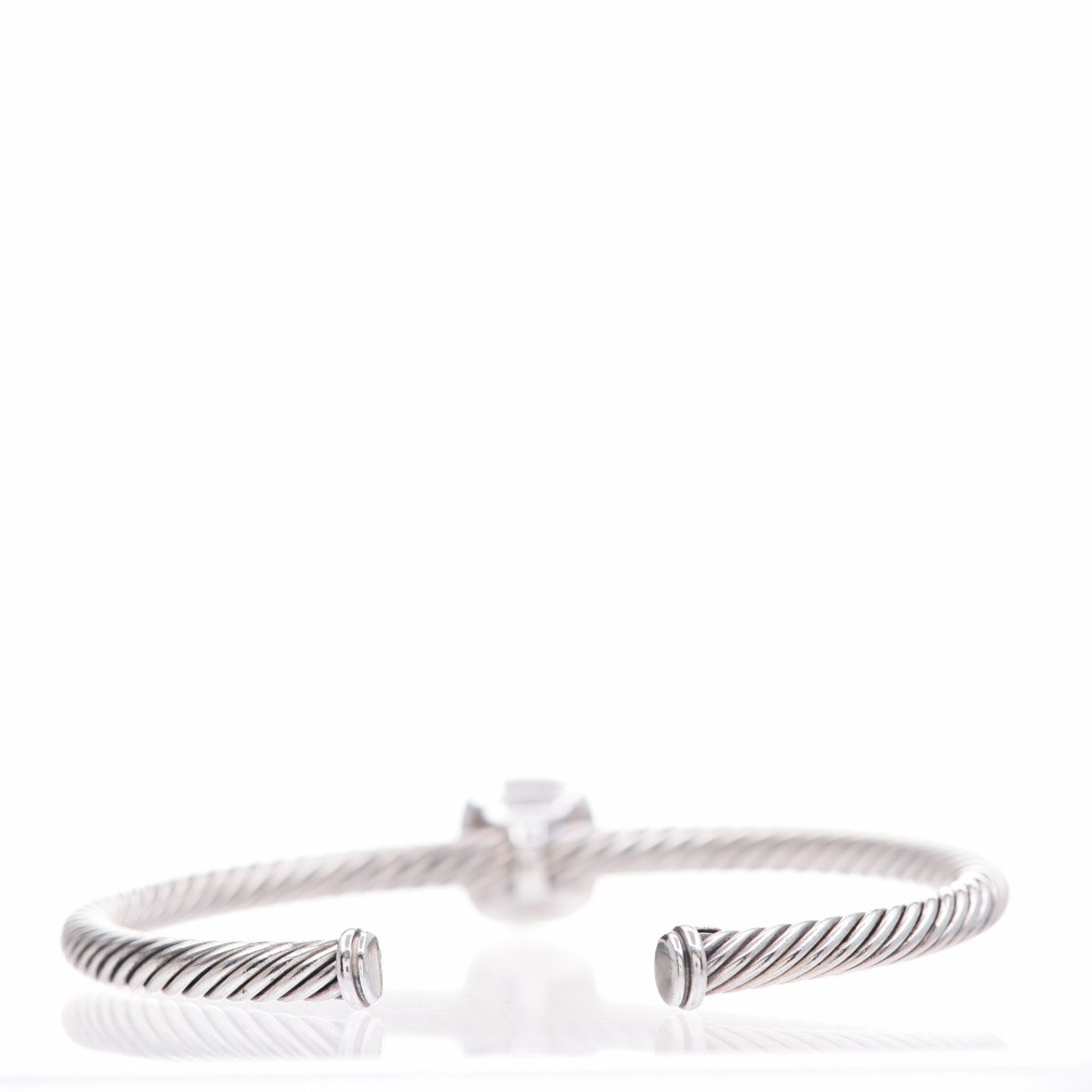 David Yurman Sterling Silver Diamond Blue Topaz 4mm Noblesse Cable Bracelet 4 of 6