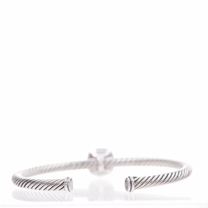 David Yurman Sterling Silver Diamond Blue Topaz 4mm Noblesse Cable Bracelet 4 of 6