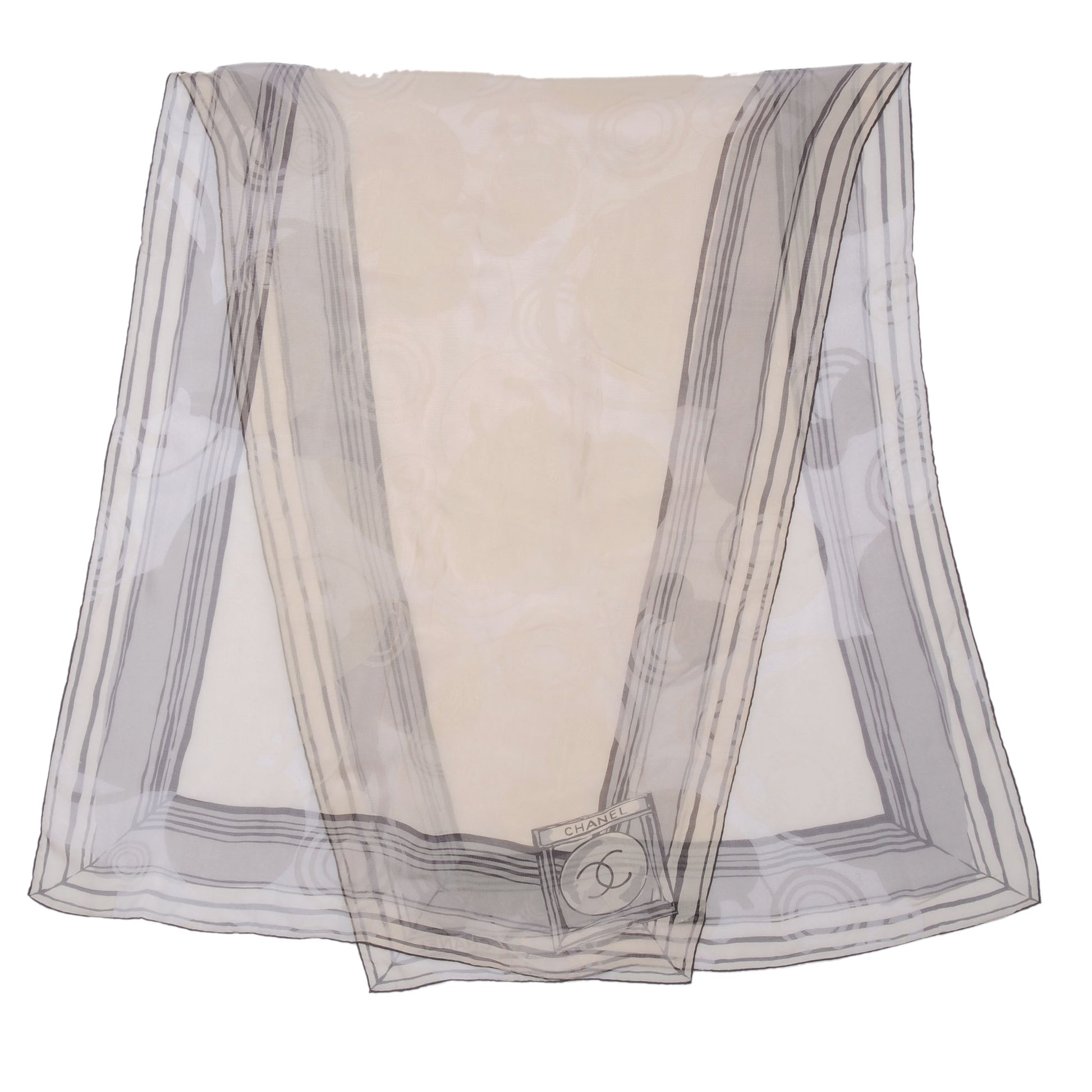 Chanel Silk Rayon CC Logo Stole Beige 1 of 5