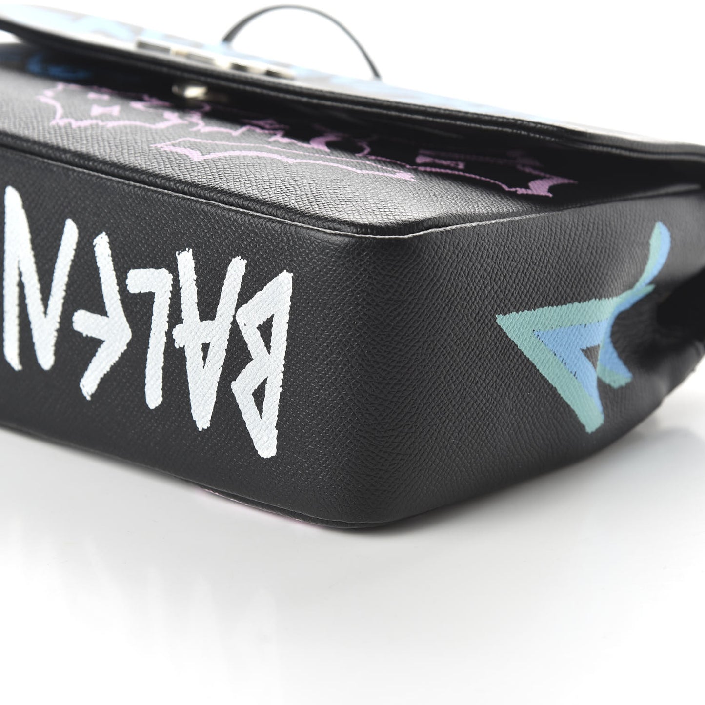 Grained Calfskin Graffiti M BB Round Shoulder Bag Black Multicolor