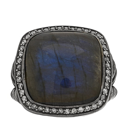 David Yurman Darkened Sterling Silver Gray Diamond Labradorite 17mm Albion Ring 59 8.75 1 of 5