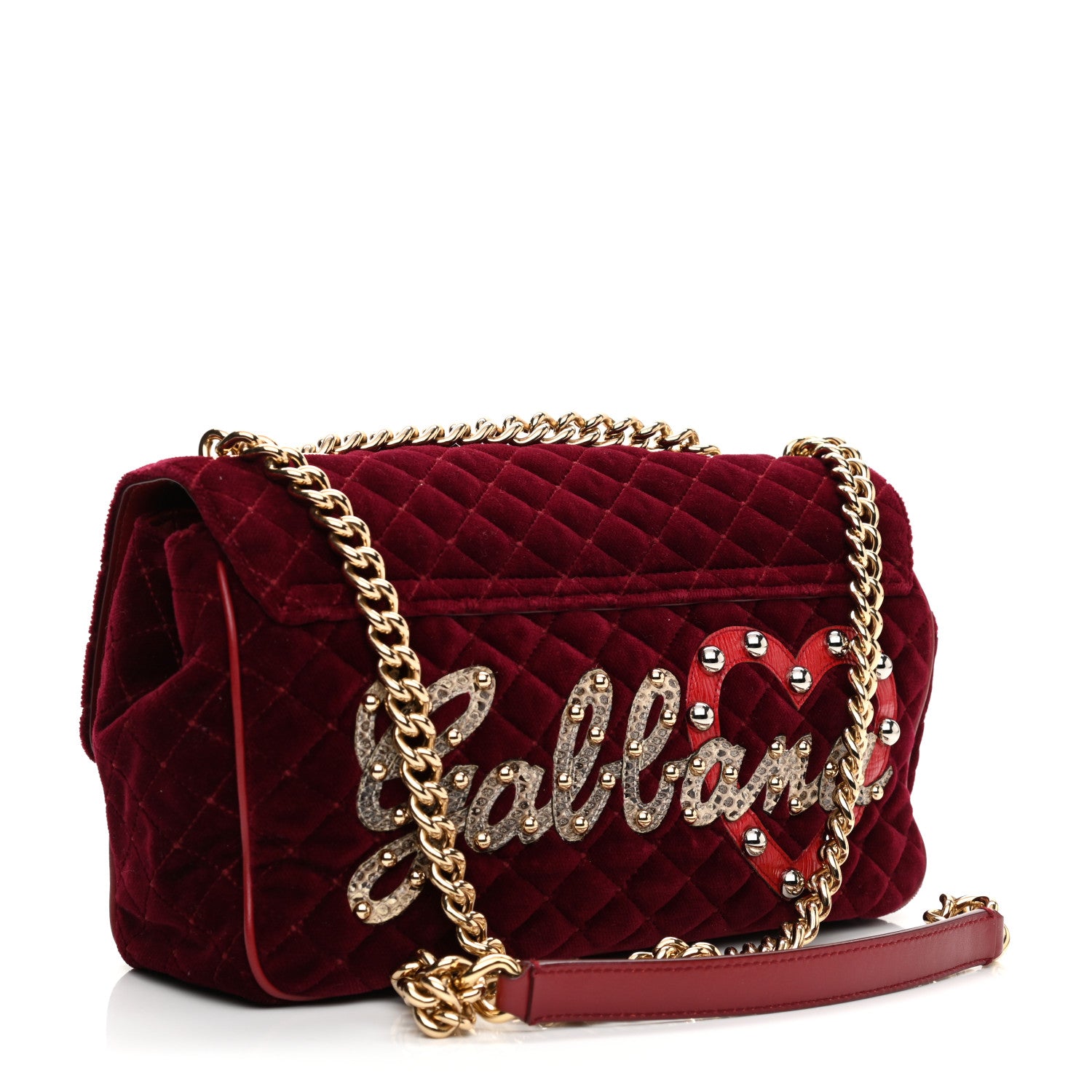 Dolce & Gabbana Velvet Watersnake Embellished Lucia Shoulder Bag Dark Purple 3 of 10