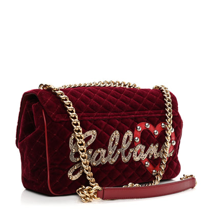 Dolce & Gabbana Velvet Watersnake Embellished Lucia Shoulder Bag Dark Purple 3 of 10