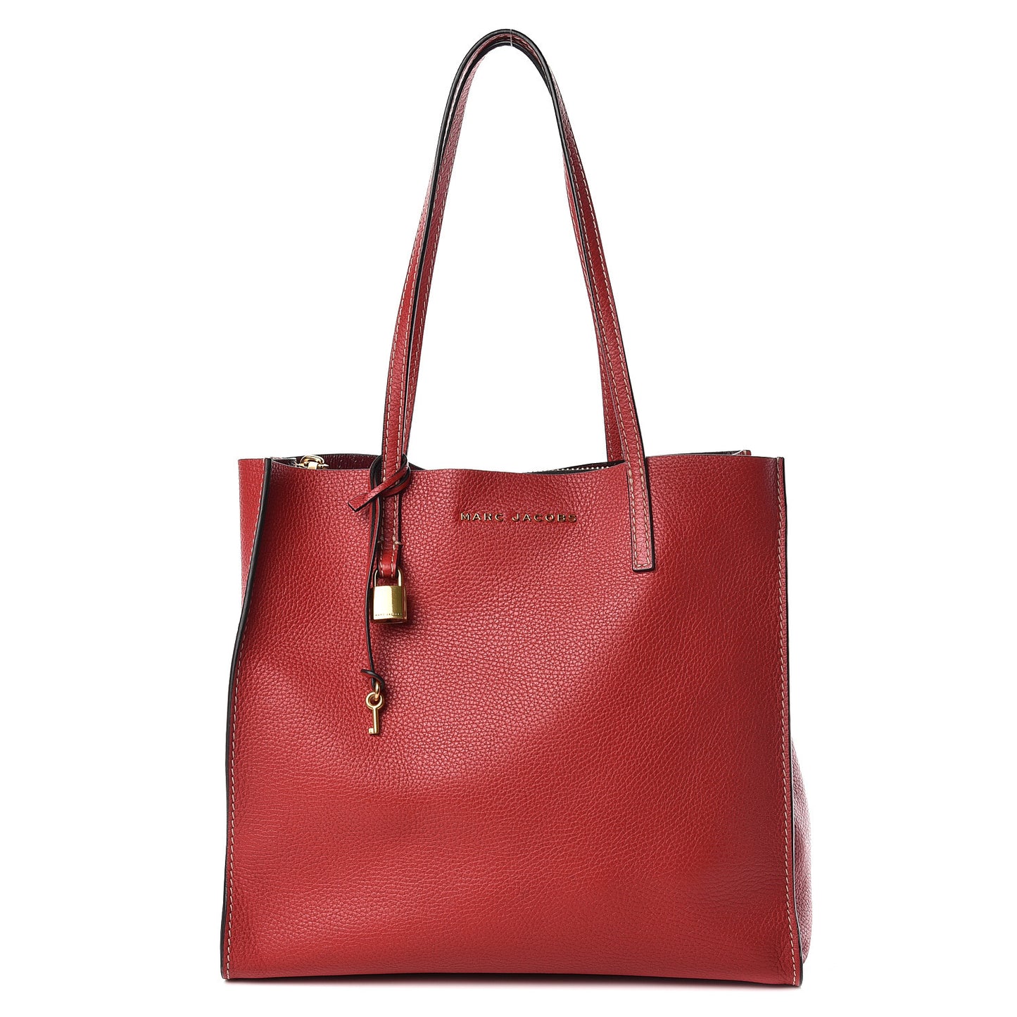 Grained Calfskin Grind Shopper Tote Red